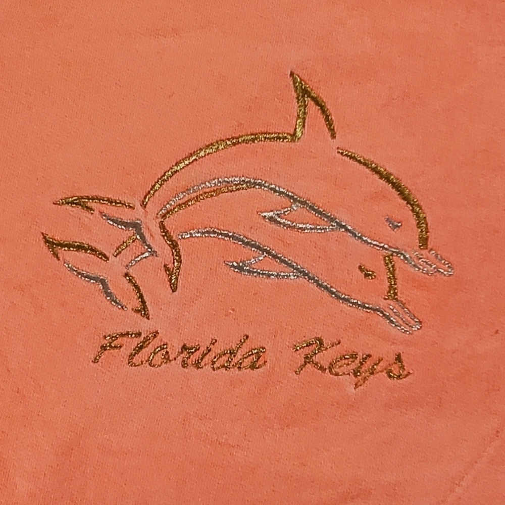 2280 * Vintage Florida Keys Dolphin Cropped Tank Peach Orange Size M - Picture 5 of 7